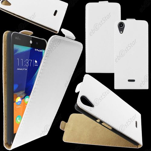 Ebeststar ® Housse Coque Etui En Pu Cuir À Rabat Ultra Fine (Slim Case) Pour Wiko Rainbow Lite 4g, Couleur Blanc + 1 Film Protection D'écran + Lingette