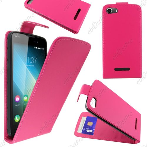Ebeststar ® Housse Coque Etui Simili Cuir À Rabat Vertical Pour Wiko Lenny 2, Couleur Rose + 1 Film Protection D'écran + Lingette