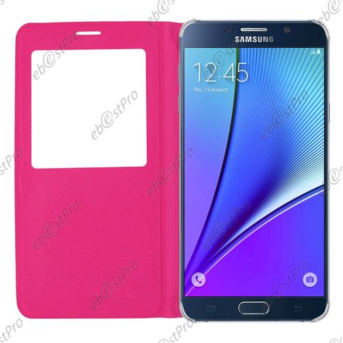 Ebeststar ® Pour Samsung Galaxy Note5 Sm-N920f Note 5 Housse Pochette Protection Coque Cover L-View Portefeuille Livre, Couleur Rose + 1 Film Protection D'écran + Lingette