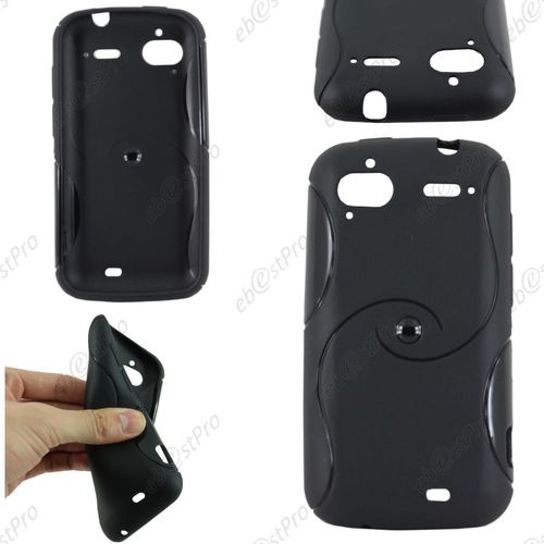 Ebeststar ® Housse Etui Coque Silicone Gel Motif S-Line Protection Souple Pour Htc Sensation, G14, Couleur Noir + 1 Film Protection D'écran + Lingette