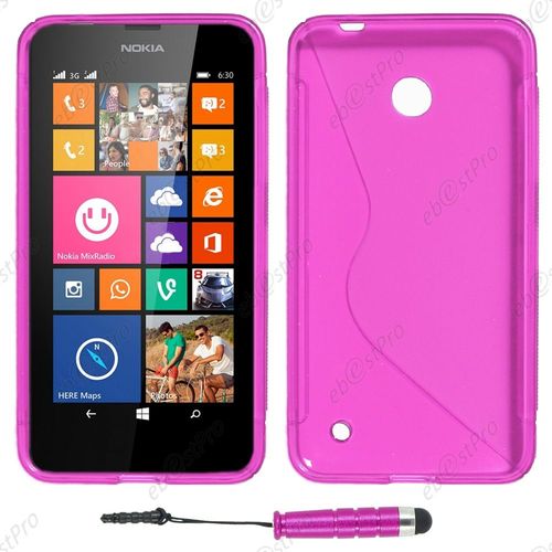Ebeststar ® Housse Etui Coque Silicone Gel Motif S-Line Protection Souple Pour Nokia Lumia 630, Couleur Violet + Mini Stylet + 1 Film Protection D'écran + Lingette