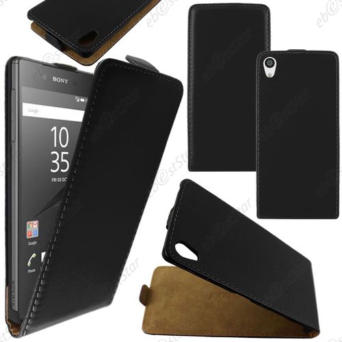 Ebeststar ® Housse Coque Etui En Pu Cuir À Rabat Ultra Fine (Slim Case) Pour Sony Xperia Z5, Z5 Dual, Couleur Noir + 1 Film Protection D'écran + Lingette