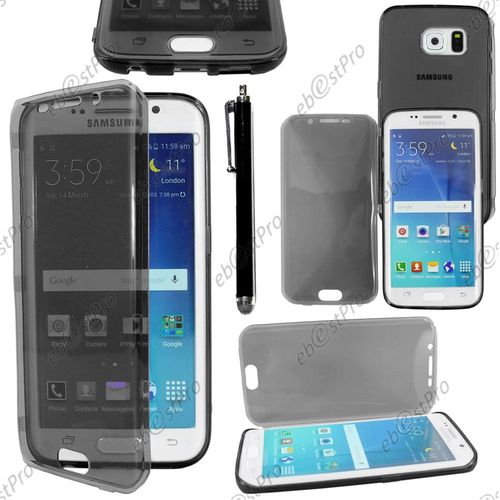 Ebeststar ® Housse Etui Coque Portefeuille Livre Silicone Gel Pour Samsung Galaxy S6 Edge Sm-G925f G925, Couleur Noir + Stylet + 1 Film Protection D'écran + Lingette