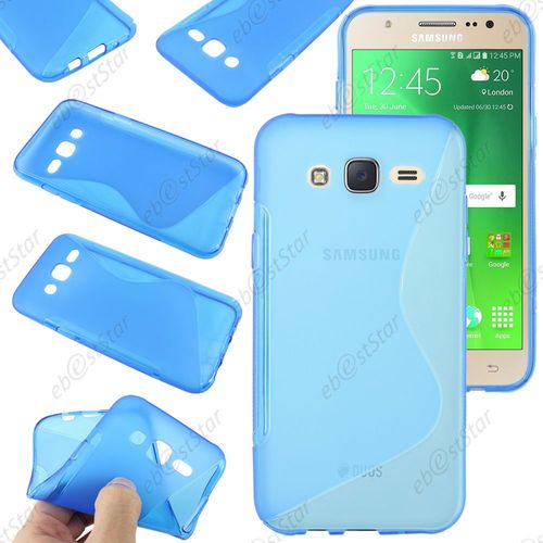 Ebeststar ® Pour Samsung Galaxy J5 Sm-J500f Coque S-Line Silicone Gel Motif Vague Housse Etui Protection Souple, Couleur Bleu + 1 Film Protection D'écran + Lingette