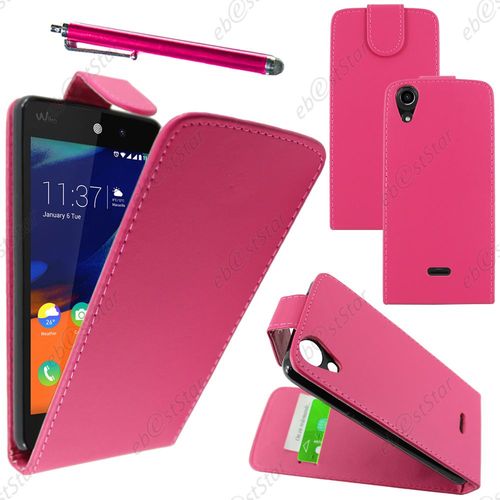 Ebeststar ® Housse Coque Etui Simili Cuir À Rabat Vertical Pour Wiko Rainbow Lite 4g, Couleur Rose + Stylet + 1 Film Protection D'écran + Lingette