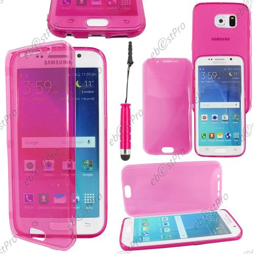 Ebeststar ® Housse Etui Coque Portefeuille Livre Silicone Gel Pour Samsung Galaxy S6 Edge Sm-G925f G925, Couleur Rose + Mini Stylet + 1 Film Protection D'écran + Lingette