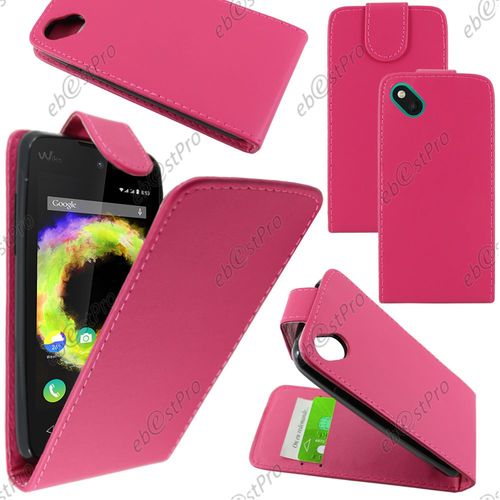 Ebeststar ® Housse Coque Etui Simili Cuir À Rabat Vertical Pour Wiko Sunset 2, Couleur Rose + 1 Film Protection D'écran + Lingette