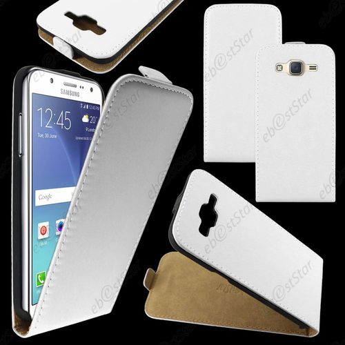 Ebeststar ® Housse Coque Etui En Pu Cuir À Rabat Ultra Fine (Slim Case) Pour Samsung Galaxy J5 Sm-J500f, Couleur Blanc + 1 Film Protection D'écran + Lingette