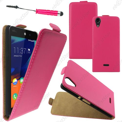 Ebeststar ® Housse Coque Etui En Pu Cuir À Rabat Ultra Fine (Slim Case) Pour Wiko Rainbow Lite 4g, Couleur Rose + Mini Stylet + 1 Film Protection D'écran + Lingette