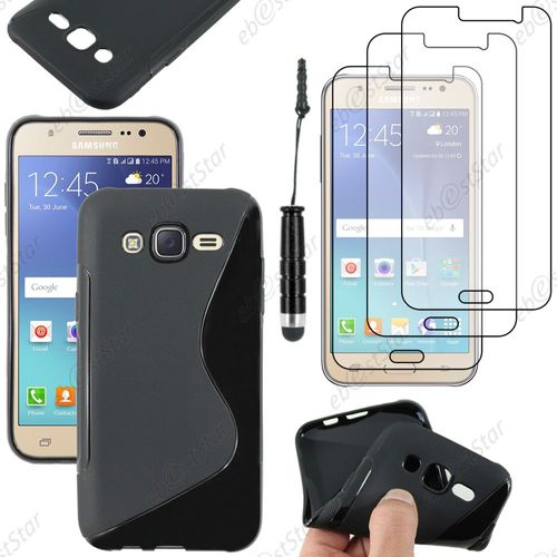 Ebeststar ® Housse Etui Coque Silicone Gel Motif S-Line Protection Souple Pour Samsung Galaxy J5 Sm-J500f, Couleur Noir + Mini Stylet 3 Film