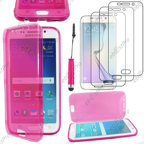 Ebeststar ® Housse Etui Coque Portefeuille Livre Silicone Gel Pour Samsung Galaxy S6 Edge Sm-G925f G925, Couleur Rose + Mini Stylet 3 Film