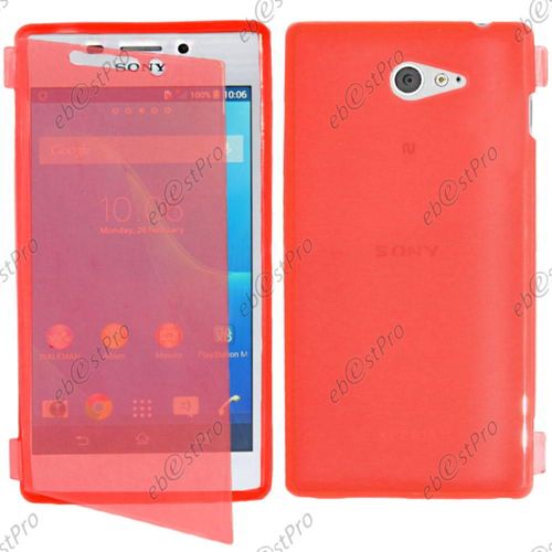 Ebeststar ® Housse Etui Coque Portefeuille Livre Silicone Gel Pour Sony Xperia M2 D2302 D2303, Couleur Rose + 1 Film Protection D'écran + Lingette