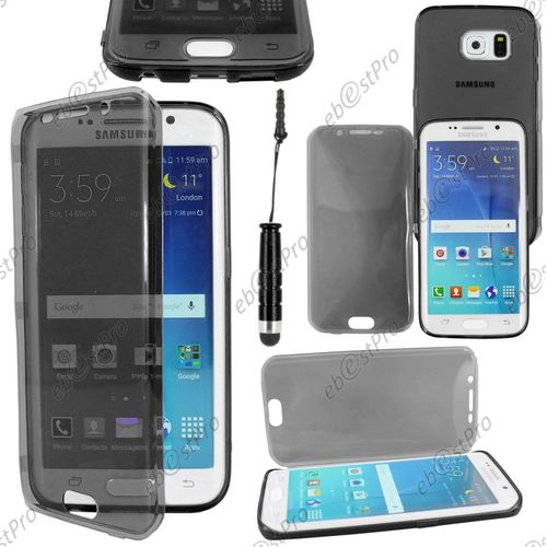 Ebeststar ® Housse Etui Coque Portefeuille Livre Silicone Gel Pour Samsung Galaxy S6 Edge Sm-G925f G925, Couleur Noir + Mini Stylet + 1 Film Protection D'écran + Lingette