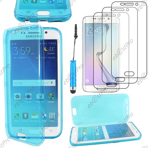 Ebeststar ® Housse Etui Coque Portefeuille Livre Silicone Gel Pour Samsung Galaxy S6 Edge Sm-G925f G925, Couleur Bleu + Mini Stylet 3 Film