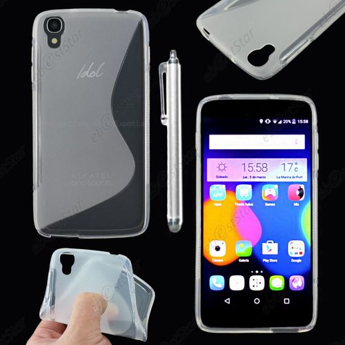 Ebeststar ® Housse Etui Coque Silicone Gel Motif S-Line Protection Souple Pour Alcatel Onetouch Idol 3 Écran 5.5 Pouces, Couleur Transparent + Stylet + 1 Film Protection D'écran + Lingette