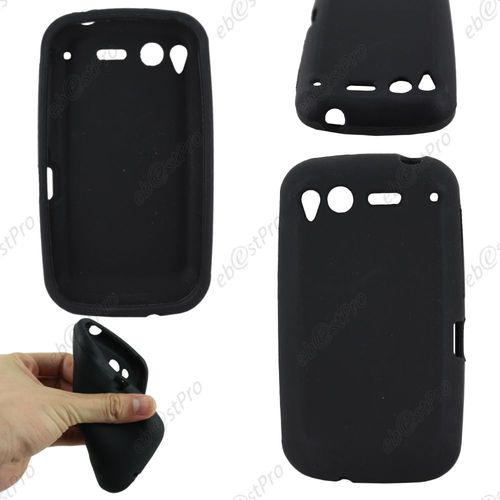 Ebeststar ® Housse Etui Coque Souple Silicone Gel Sans Motif Pour Htc Desire S, G12, Couleur Noir + 1 Film Protection D'écran + Lingette
