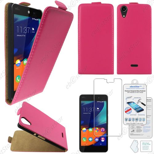 Ebeststar ® Housse Coque Etui En Pu Cuir À Rabat Ultra Fine (Slim Case) Pour Wiko Rainbow Lite 4g, Couleur Rose + Film Verre Trempé