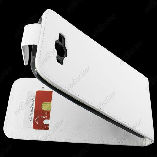 Ebeststar ® Pour Samsung Galaxy J7 Sm-J700f J700h Housse Simili Cuir À Clapet Coque Etui, Couleur Blanc + 1 Film Protection D'écran + Lingette