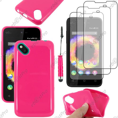 Ebeststar ® Housse Etui Coque Souple Silicone Gel Sans Motif Pour Wiko Sunset 2, Couleur Rose + Mini Stylet 3 Film