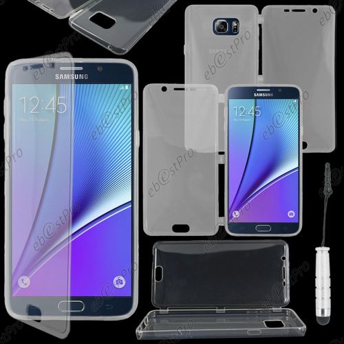 Ebeststar ® Housse Etui Coque Portefeuille Livre Silicone Gel Pour Samsung Galaxy Note5 Sm-N920f Note 5, Couleur Transparent + Mini Stylet + 1 Film Protection D'écran + Lingette