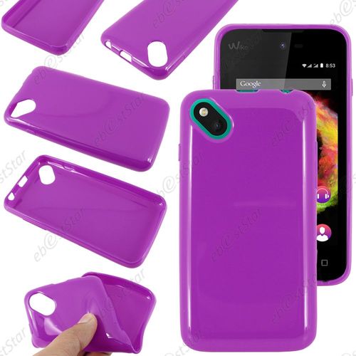 Ebeststar ® Pour Wiko Sunset 2 Coque Silicone Gel Sans Motif Housse Etui Souple, Couleur Violet + 1 Film Protection D'écran + Lingette
