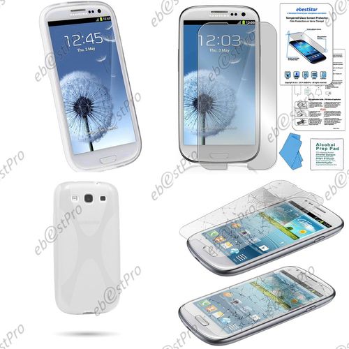 Ebeststar ® Pour Samsung Galaxy S3 I9300 I9305 Coque Silicone Gel Housse Etui Protection Souple, Couleur Transparent + Film Verre Trempé