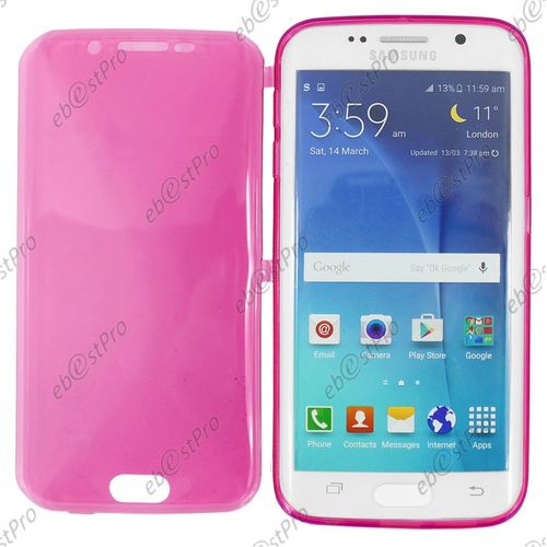 Ebeststar ® Pour Samsung Galaxy S6 Edge Sm-G925f G925 Coque Portefeuille À Rabat Housse Etui Livre Silicone Gel, Couleur Rose + 1 Film Protection D'écran + Lingette