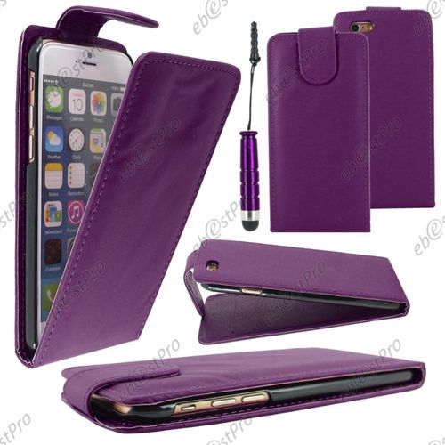 Ebeststar ® Housse Coque Etui Simili Cuir À Rabat Vertical Pour Apple Iphone 6 Plus Écran 5,5", Couleur Violet + Mini Stylet + 1 Film Protection D'écran + Lingette