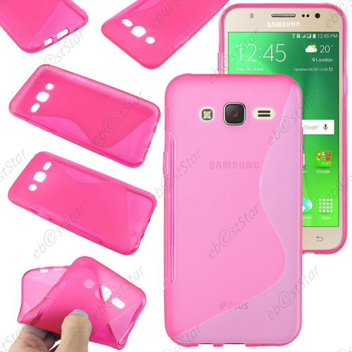 Ebeststar ® Pour Samsung Galaxy J5 Sm-J500f Coque S-Line Silicone Gel Motif Vague Housse Etui Protection Souple, Couleur Rose + 1 Film Protection D'écran + Lingette
