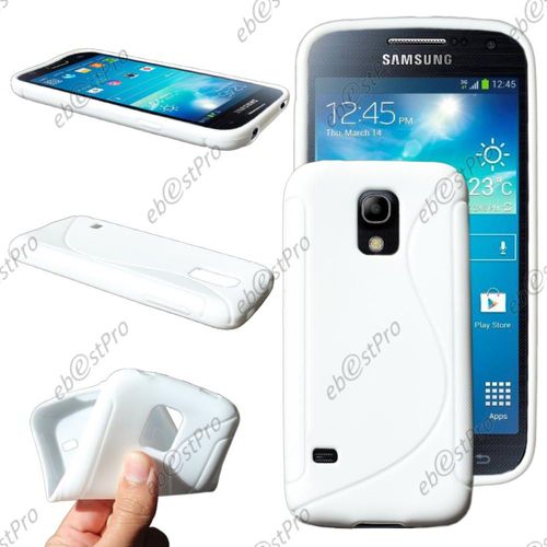 Ebeststar ® Pour Samsung Galaxy S5 Mini Sm-G800 G800f G800h Coque S-Line Silicone Gel Motif Vague Housse Etui Protection Souple, Couleur Blanc + 1 Film Protection D'écran + Lingette