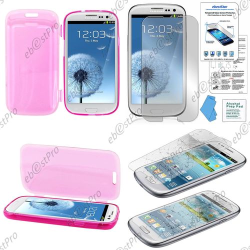 Ebeststar ® Housse Etui Coque Portefeuille Livre Silicone Gel Pour Samsung Galaxy S3 I9300 I9305, Couleur Rose + Film Verre Trempé