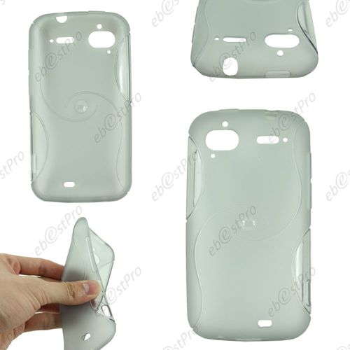 Ebeststar ® Housse Etui Coque Silicone Gel Motif S-Line Protection Souple Pour Htc Sensation, G14, Couleur Gris + 1 Film Protection D'écran + Lingette