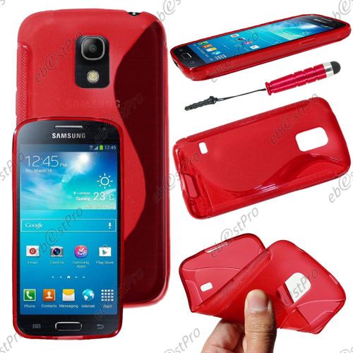 Ebeststar ® Housse Etui Coque Silicone Gel Motif S-Line Protection Souple Pour Samsung Galaxy S5 Mini Sm-G800 G800f G800h, Couleur Rouge + Mini Stylet + 1 Film Protection D'écran + Lingette