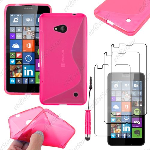 Ebeststar ® Housse Etui Coque Silicone Gel Motif S-Line Protection Souple Pour Microsoft Lumia 640 Lte Dual, Couleur Rose + Mini Stylet 3 Film