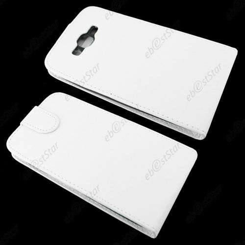 Ebeststar ® Coque Housse Etui Simili Cuir Rabattable Pour Samsung Galaxy J7 Sm-J700f J700h, Couleur Blanc + 1 Film Protection D'écran + Lingette