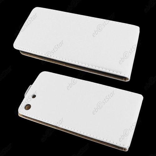 Ebeststar ® Etui Pu Cuir Rabattable Housse Coque Ultra Slim Pour Sony Xperia M5, M5 Dual, Couleur Blanc + 1 Film Protection D'écran + Lingette