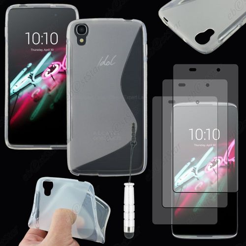 Ebeststar ® Housse Etui Coque Silicone Gel Motif S-Line Protection Souple Pour Alcatel Onetouch Idol 3 Écran 4.7 Pouces, Couleur Transparent + Mini Stylet 3 Film