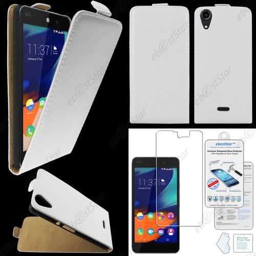 Ebeststar ® Pour Wiko Rainbow Lite 4g Etui En Pu Cuir Clapet Ultra Fine Housse Coque, Couleur Blanc + Film Verre Trempé
