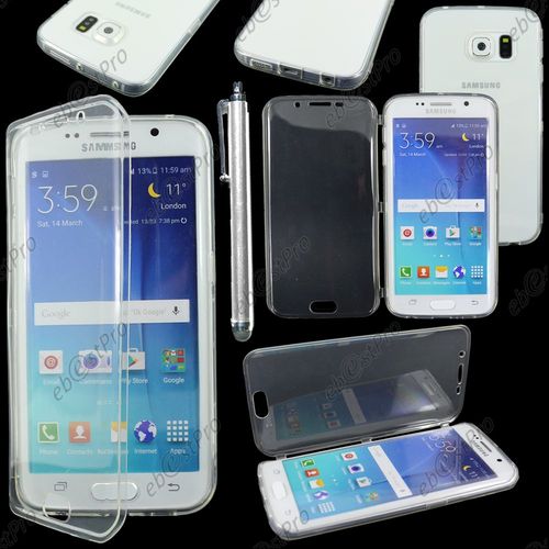 Ebeststar ® Housse Etui Coque Portefeuille Livre Silicone Gel Pour Samsung Galaxy S6 Edge Sm-G925f G925, Couleur Transparent + Stylet + 1 Film Protection D'écran + Lingette