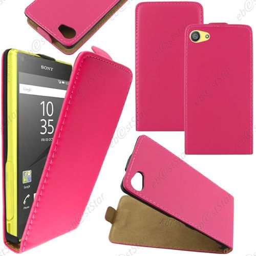 Ebeststar ® Housse Coque Etui En Pu Cuir À Rabat Ultra Fine (Slim Case) Pour Sony Xperia Z5 Compact, Couleur Rose + 1 Film Protection D'écran + Lingette