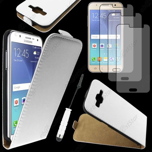 Ebeststar ® Housse Coque Etui En Pu Cuir À Rabat Ultra Fine (Slim Case) Pour Samsung Galaxy J5 Sm-J500f, Couleur Blanc + Mini Stylet 3 Film