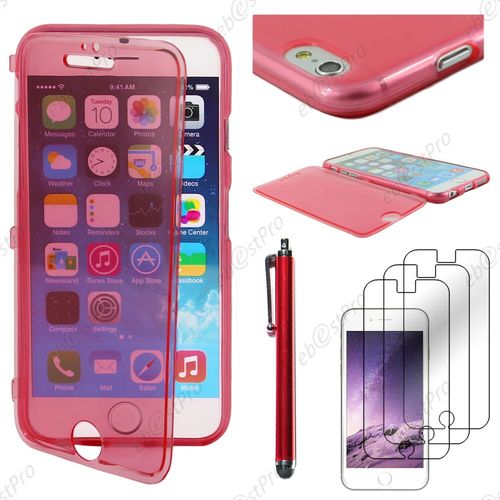 Ebeststar ® Housse Etui Coque Portefeuille Livre Silicone Gel Pour Apple Iphone 6 Écran 4,7", Couleur Rouge + Stylet 3 Film