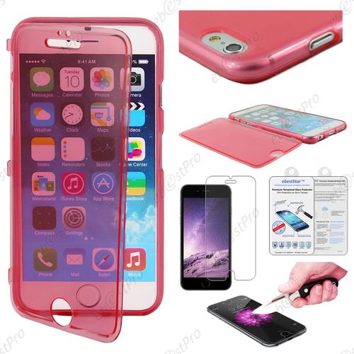 Ebeststar® Film Verre Trempé + Etui Portefeuille Rabattable Livre Housse Coque Silicone Gel Pour Apple Iphone 6 Écran 4,7", Couleur Rouge