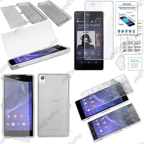 Ebeststar ® Housse Etui Coque Portefeuille Livre Silicone Gel Pour Sony Xperia Z2 D6502, D6503, D6543, Couleur Transparent + Film Verre Trempé