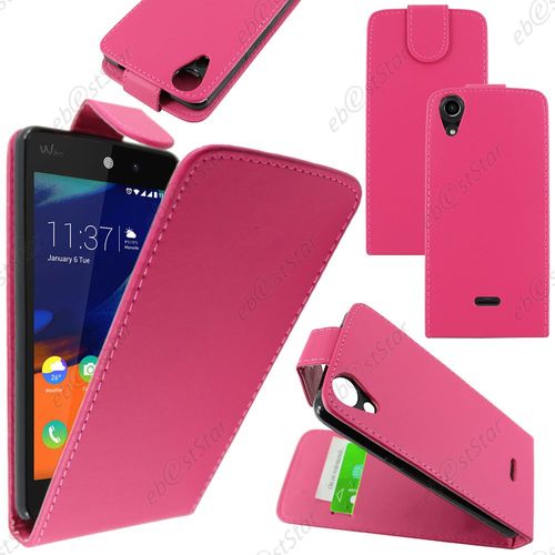 Ebeststar ® Housse Coque Etui Simili Cuir À Rabat Vertical Pour Wiko Rainbow Lite 4g, Couleur Rose + 1 Film Protection D'écran + Lingette
