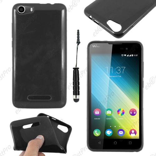 Ebeststar ® Housse Etui Coque Souple Silicone Gel Sans Motif Pour Wiko Lenny 2, Couleur Noir + Mini Stylet + 1 Film Protection D'écran + Lingette
