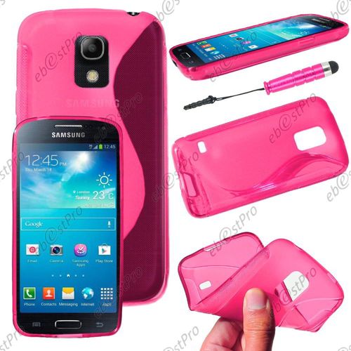 Ebeststar ® Housse Etui Coque Silicone Gel Motif S-Line Protection Souple Pour Samsung Galaxy S5 Mini Sm-G800 G800f G800h, Couleur Rose + Mini Stylet + 1 Film Protection D'écran + Lingette
