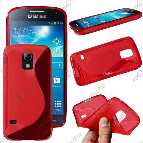 Ebeststar ® Pour Samsung Galaxy S5 Mini Sm-G800 G800f G800h Coque S-Line Silicone Gel Motif Vague Housse Etui Protection Souple, Couleur Rouge + 1 Film Protection D'écran + Lingette