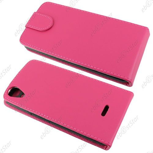 Ebeststar ® Coque Housse Etui Simili Cuir Rabattable Pour Wiko Rainbow Lite 4g, Couleur Rose + 1 Film Protection D'écran + Lingette