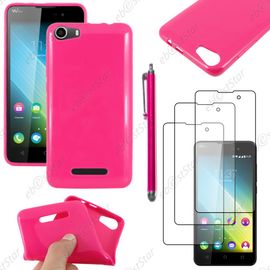 Ebeststar ® Housse Etui Coque Souple Silicone Gel Sans Motif Pour Wiko Lenny 2, Couleur Rose + Stylet 3 Film
